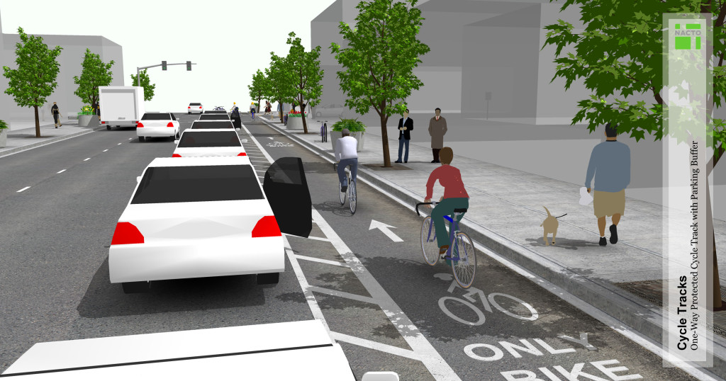 Example of a protected bike lane
