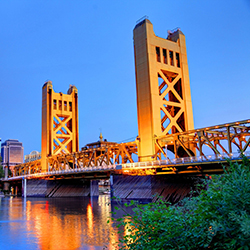 The gold colored Tower bridge