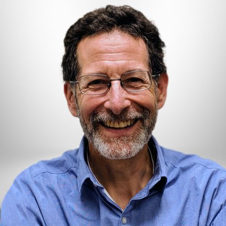 Headshot of a man with short brown hair, a gray beard, and glasses and a blue shirt.