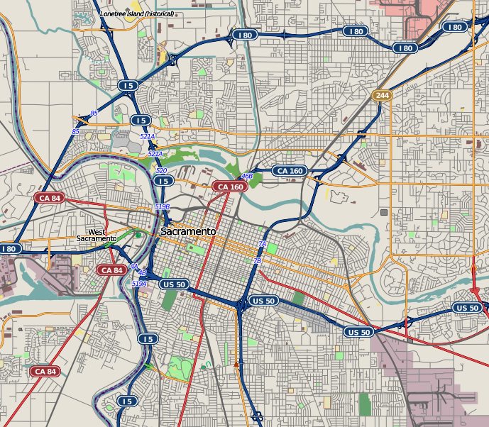 Map of Sacramento.