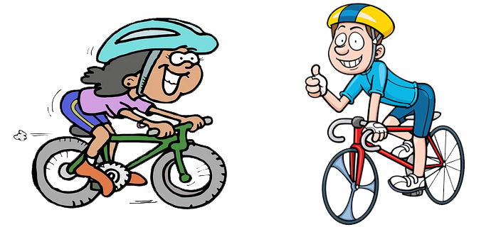 Cartoon cyclists.